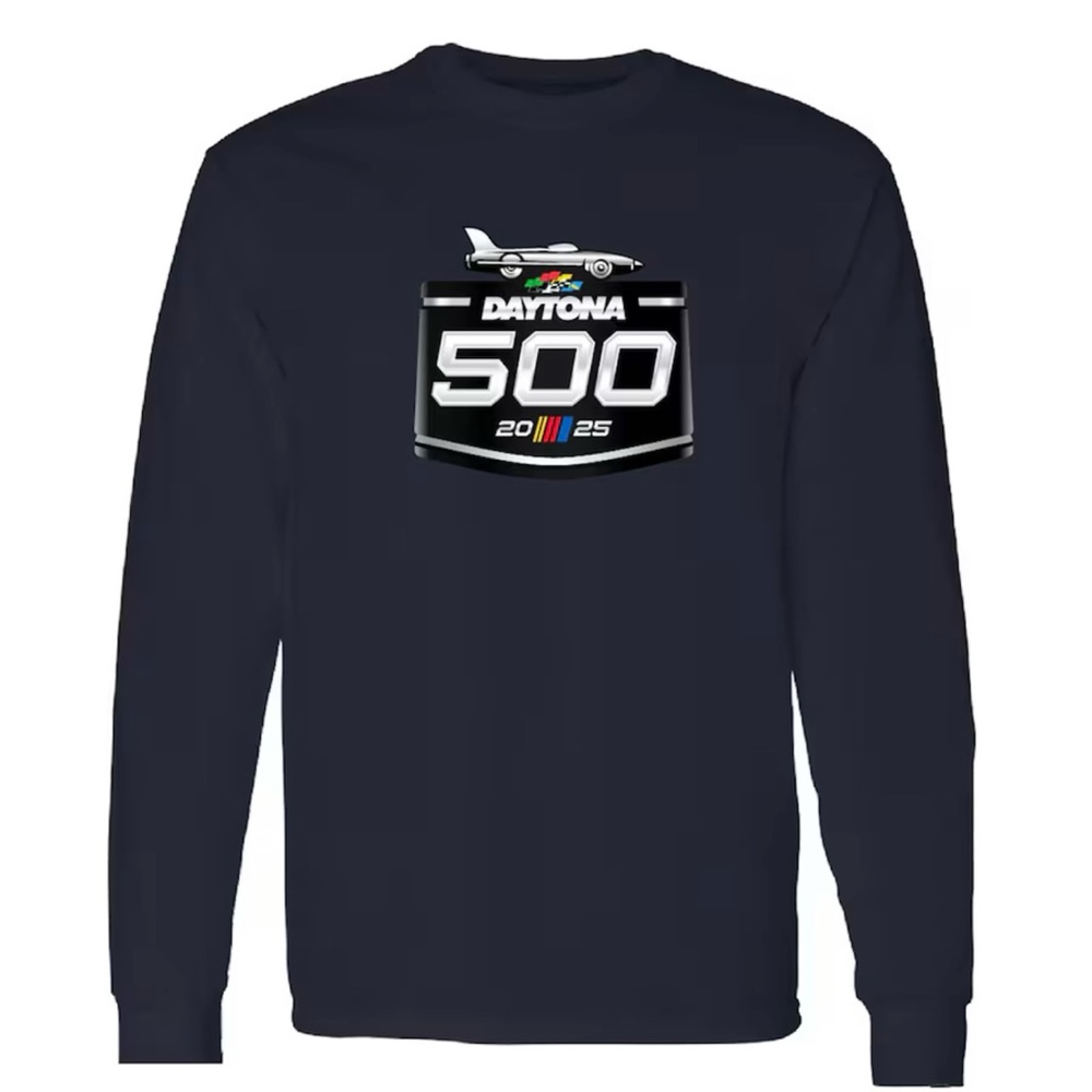 Nascar Daytona 500 Logo 2025 Navy Long Sleeve Shirt